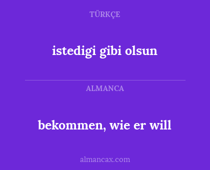 istedigi gibi olsun - bekommen, wie er will