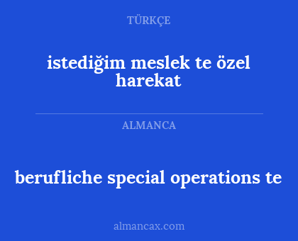 berufliche special operations te - istediğim meslek te özel harekat