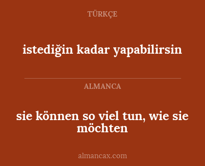 sie können so viel tun, wie sie möchten - istediğin kadar yapabilirsin