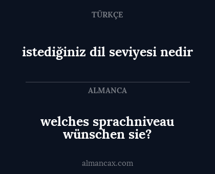 welches sprachniveau wünschen sie? - istediğiniz dil seviyesi nedir