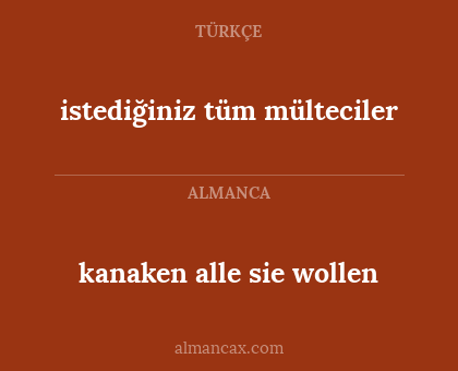 istediğiniz tüm mülteciler - kanaken alle sie wollen
