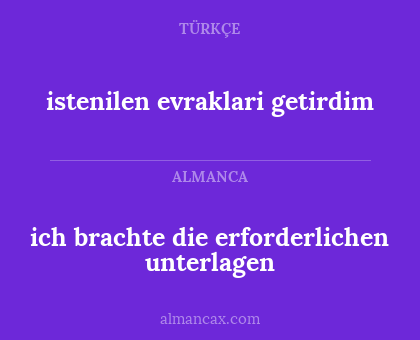 istenilen evraklari getirdim - ich brachte die erforderlichen unterlagen