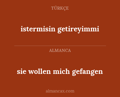 sie wollen mich gefangen - istermisin getireyimmi