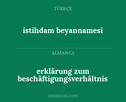 istihdam beyannamesi - erklärung zum beschäftigungsverhältnis