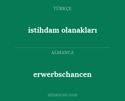 erwerbschancen - istihdam olanakları