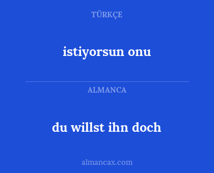 du willst ihn doch - istiyorsun onu
