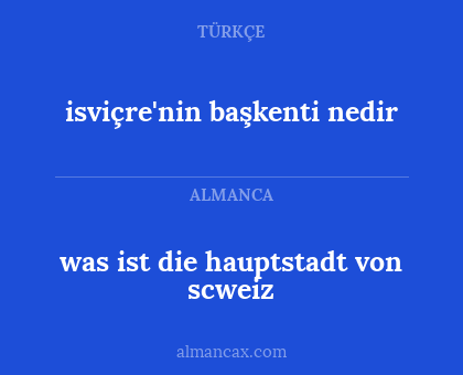 was ist die hauptstadt von scweiz - isviçre'nin başkenti nedir
