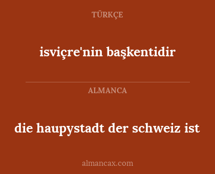 die haupystadt der schweiz ist - isviçre'nin başkentidir