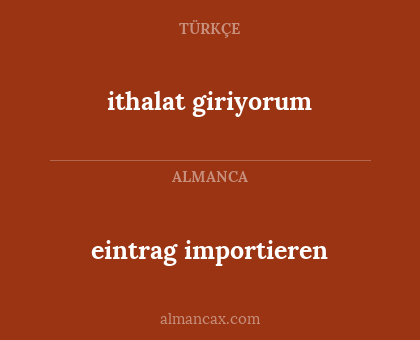 ithalat giriyorum - eintrag importieren
