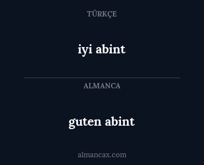 guten abint - iyi abint
