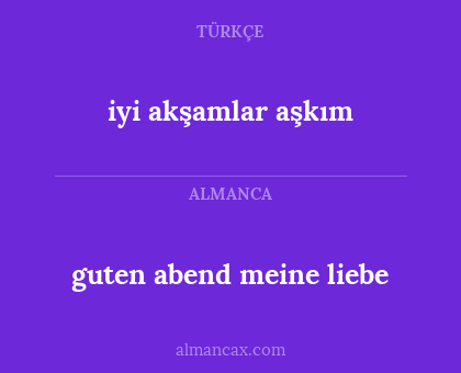 iyi akşamlar aşkım - guten abend meine liebe