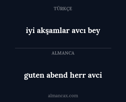 iyi akşamlar avcı bey - guten abend herr avci