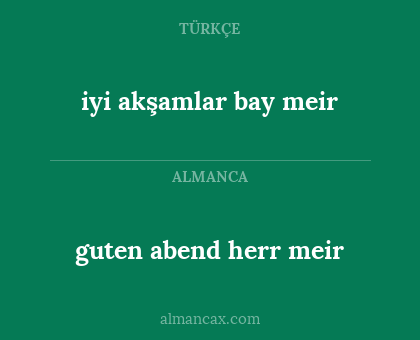 guten abend herr meir - iyi akşamlar bay meir