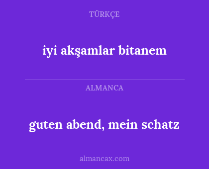 guten abend, mein schatz - iyi akşamlar bitanem