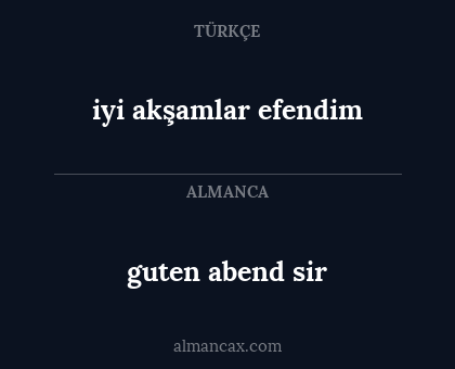 iyi akşamlar efendim - guten abend sir