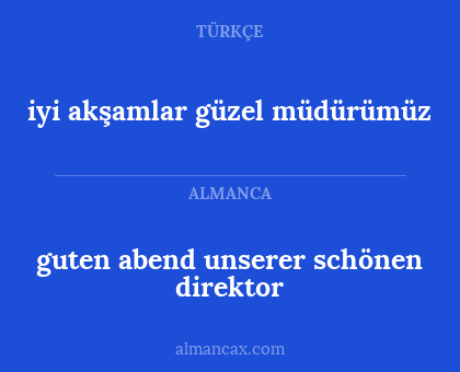 iyi akşamlar güzel müdürümüz - guten abend unserer schönen direktor