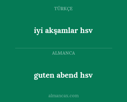 iyi akşamlar hsv - guten abend hsv