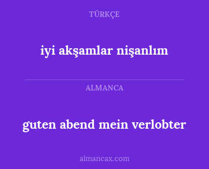 iyi akşamlar nişanlım - guten abend mein verlobter