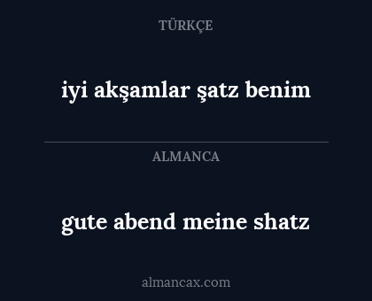 gute abend meine shatz - iyi akşamlar şatz benim
