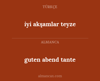 iyi akşamlar teyze - guten abend tante