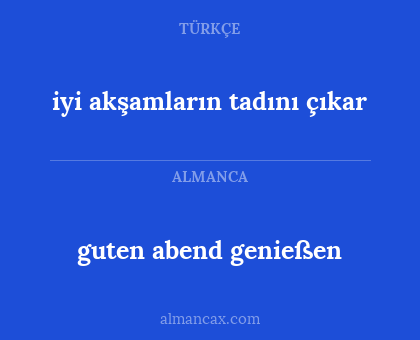 guten abend genießen - iyi akşamların tadını çıkar