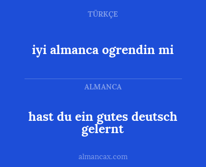 hast du ein gutes deutsch gelernt - iyi almanca ogrendin mi