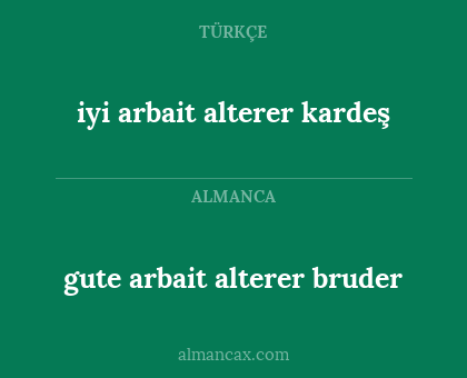 gute arbait alterer bruder - iyi arbait alterer kardeş