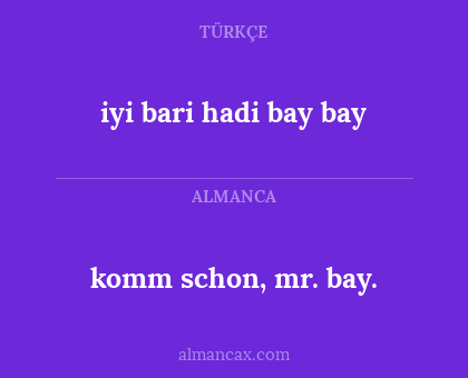 iyi bari hadi bay bay - komm schon, mr. bay.