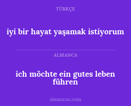 iyi bir hayat yaşamak istiyorum - ich möchte ein gutes leben führen