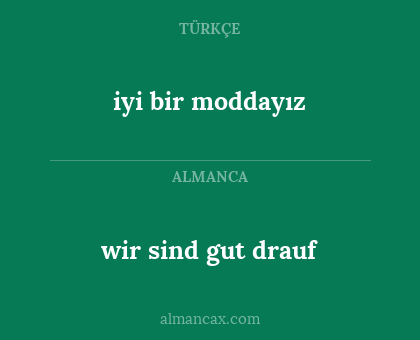 iyi bir moddayız - wir sind gut drauf