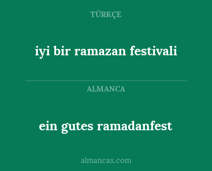 iyi bir ramazan festivali - ein gutes ramadanfest