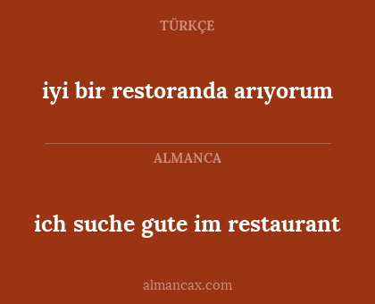 ich suche gute im restaurant - iyi bir restoranda arıyorum