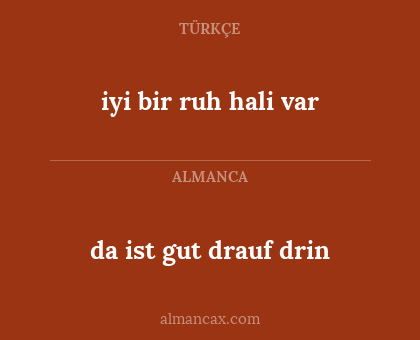 da ist gut drauf drin - iyi bir ruh hali var