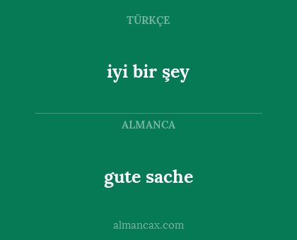 iyi bir şey - gute sache