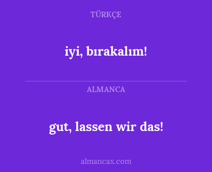 gut, lassen wir das! - iyi, bırakalım!