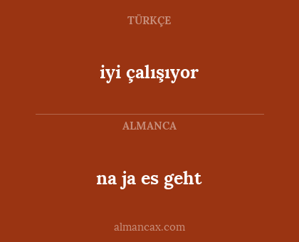 iyi çalışıyor - na ja es geht