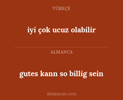 iyi çok ucuz olabilir - gutes kann so billig sein