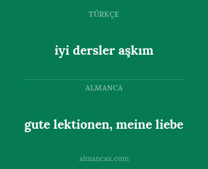 iyi dersler aşkım - gute lektionen, meine liebe