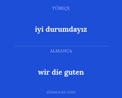 iyi durumdayız - wir die guten