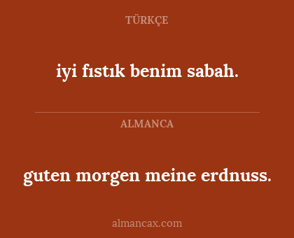 guten morgen meine erdnuss. - iyi fıstık benim sabah.