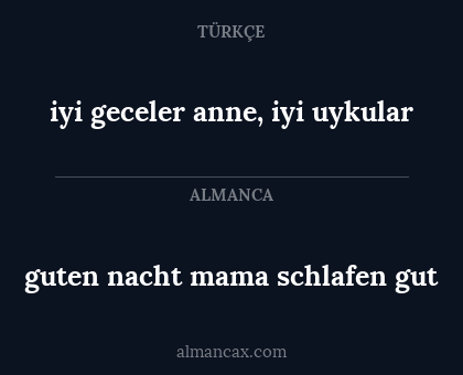 guten nacht mama schlafen gut - iyi geceler anne, iyi uykular