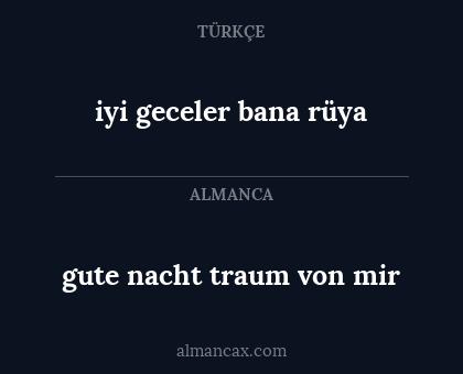 iyi geceler bana rüya - gute nacht traum von mir