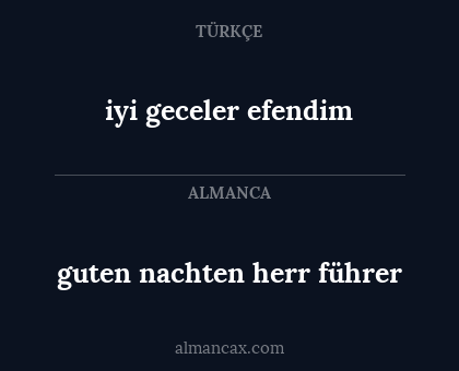 iyi geceler efendim - guten nachten herr führer