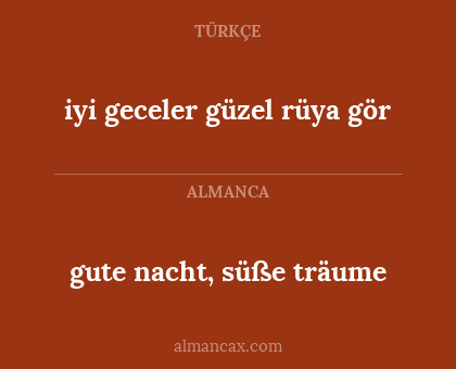 gute nacht, süße träume - iyi geceler güzel rüya gör