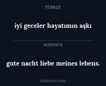 gute nacht liebe meines lebens. - iyi geceler hayatımın aşkı