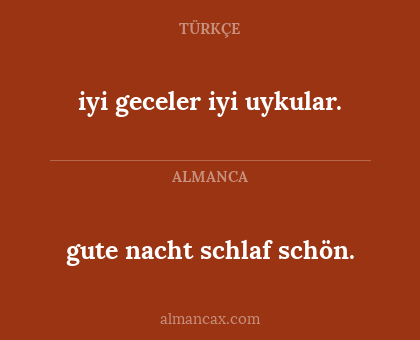 iyi geceler iyi uykular. - gute nacht schlaf schön.