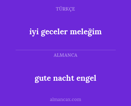 iyi geceler meleğim - gute nacht engel