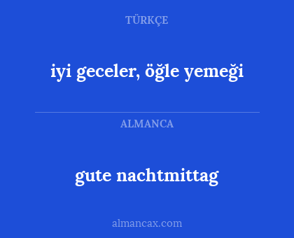 gute nachtmittag - iyi geceler, öğle yemeği