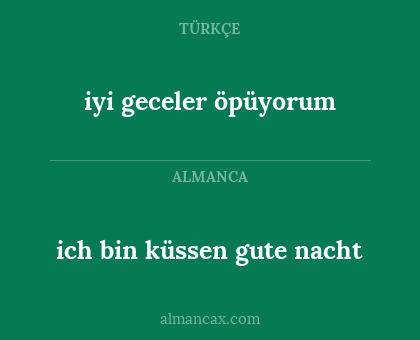 ich bin küssen gute nacht - iyi geceler öpüyorum