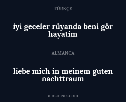 liebe mich in meinem guten nachttraum - iyi geceler rüyanda beni gör hayatim